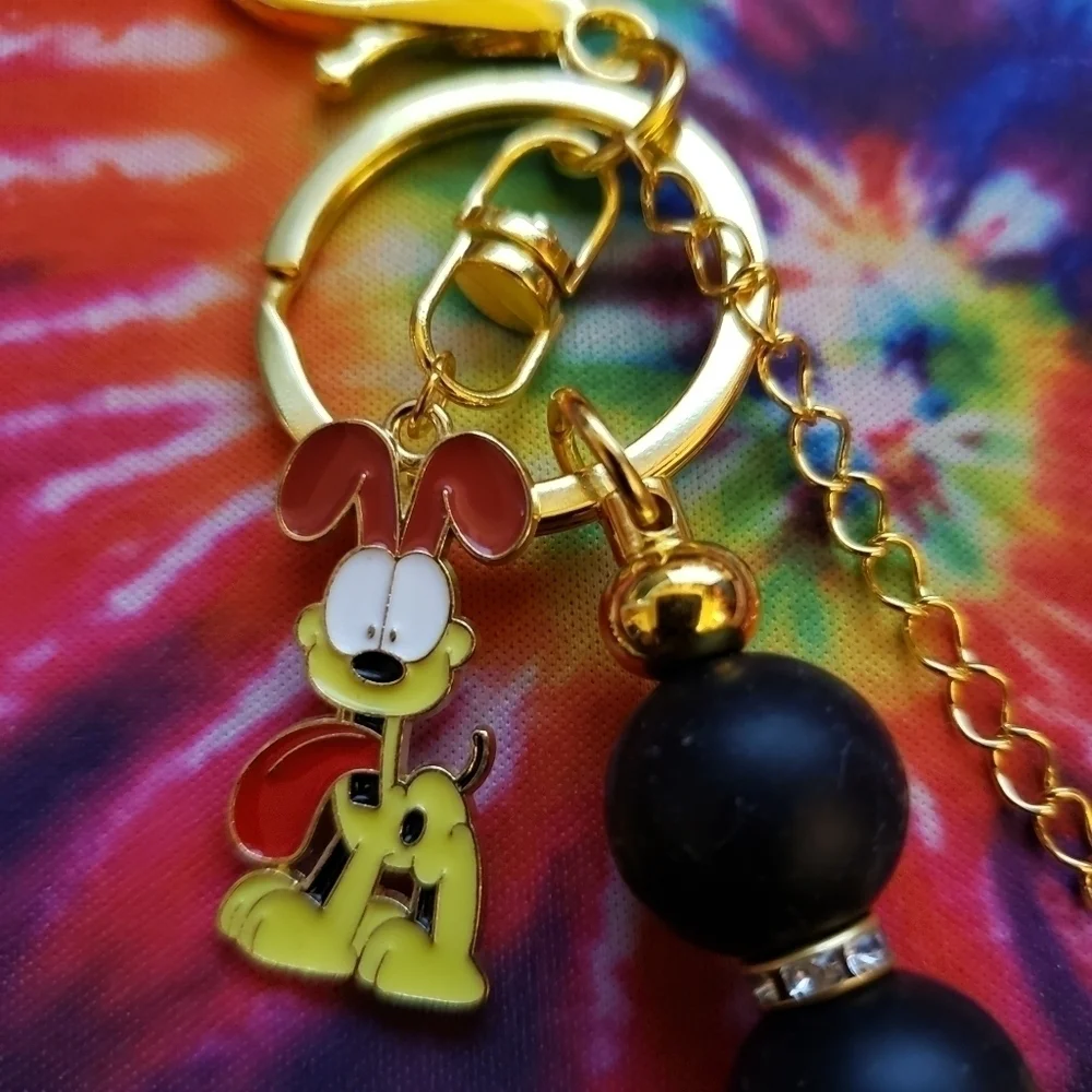 Hand Crafted Garfield and Odie Charm Keychain